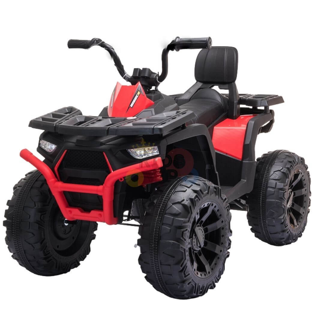 Titan Edition 24V Kids’ Ride-On Quad ATV | Rubber Tires, Leather Seat, MP3, USB - Red image