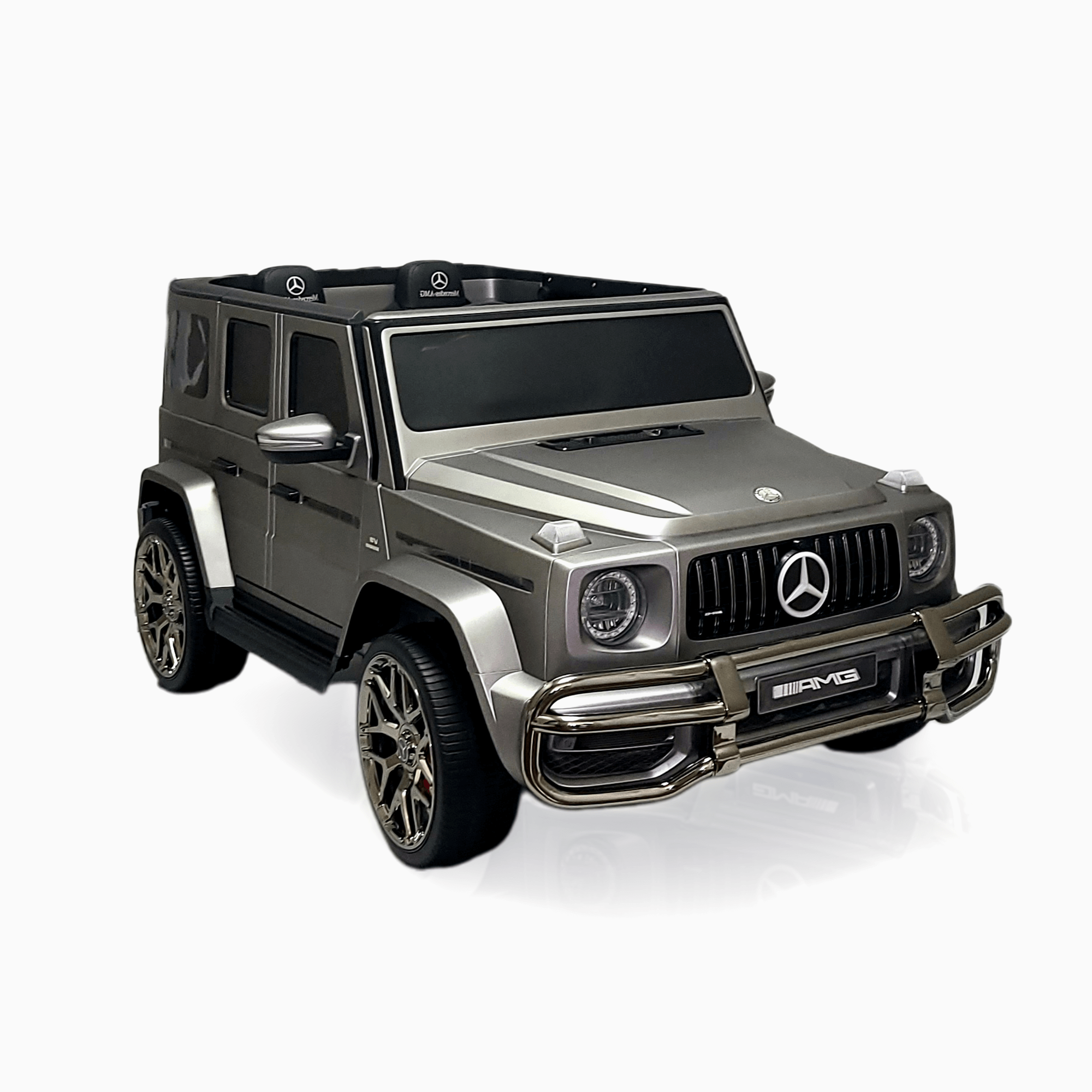 Exclusive Matte Grey Mercedes Benz G Series 2-Seater 24V Kids Ride-on Truck, EVA Wheels, Leather Seats, Light-up Logo, 4WD, BT, RC image 2