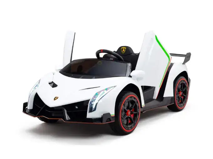 Limited White Edition Lamborghini Veneno 12V 4X4 Toddlers Ride-on Car, BT, RC image 0