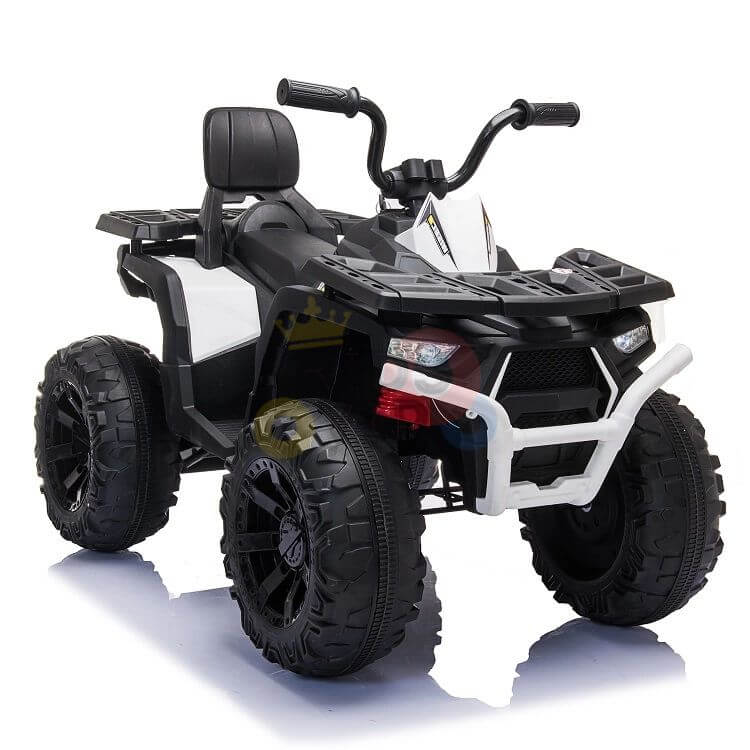 Titan Edition 24V Kids’ Ride-On Quad ATV | Rubber Tires, Leather Seat, MP3, USB - White image