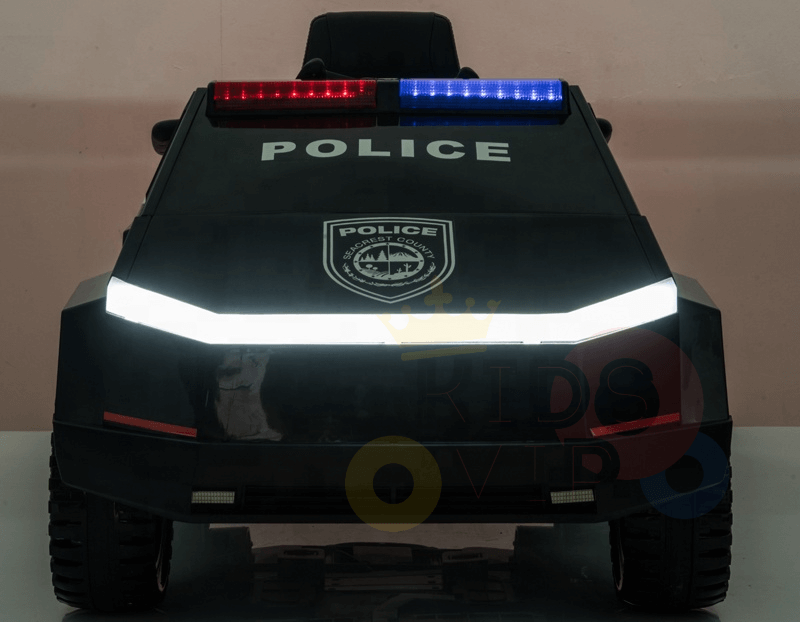 Future Police 12V Ride On Truck, 4x4, Leather Seat, Siren, BT, Rubber Wheels, RC image 7