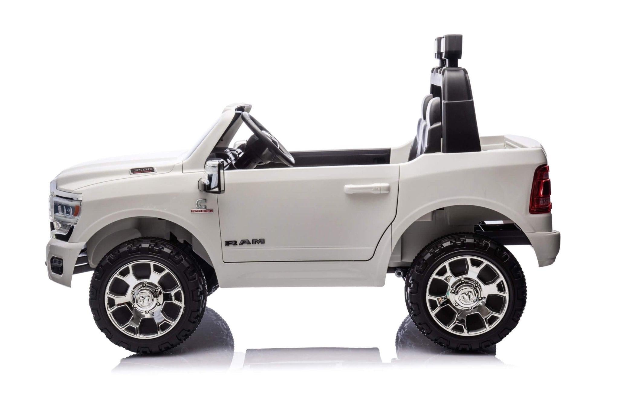 White Complete Edition XXL 2-Seater 4x4 RAM 3500 Ride-On Truck.
