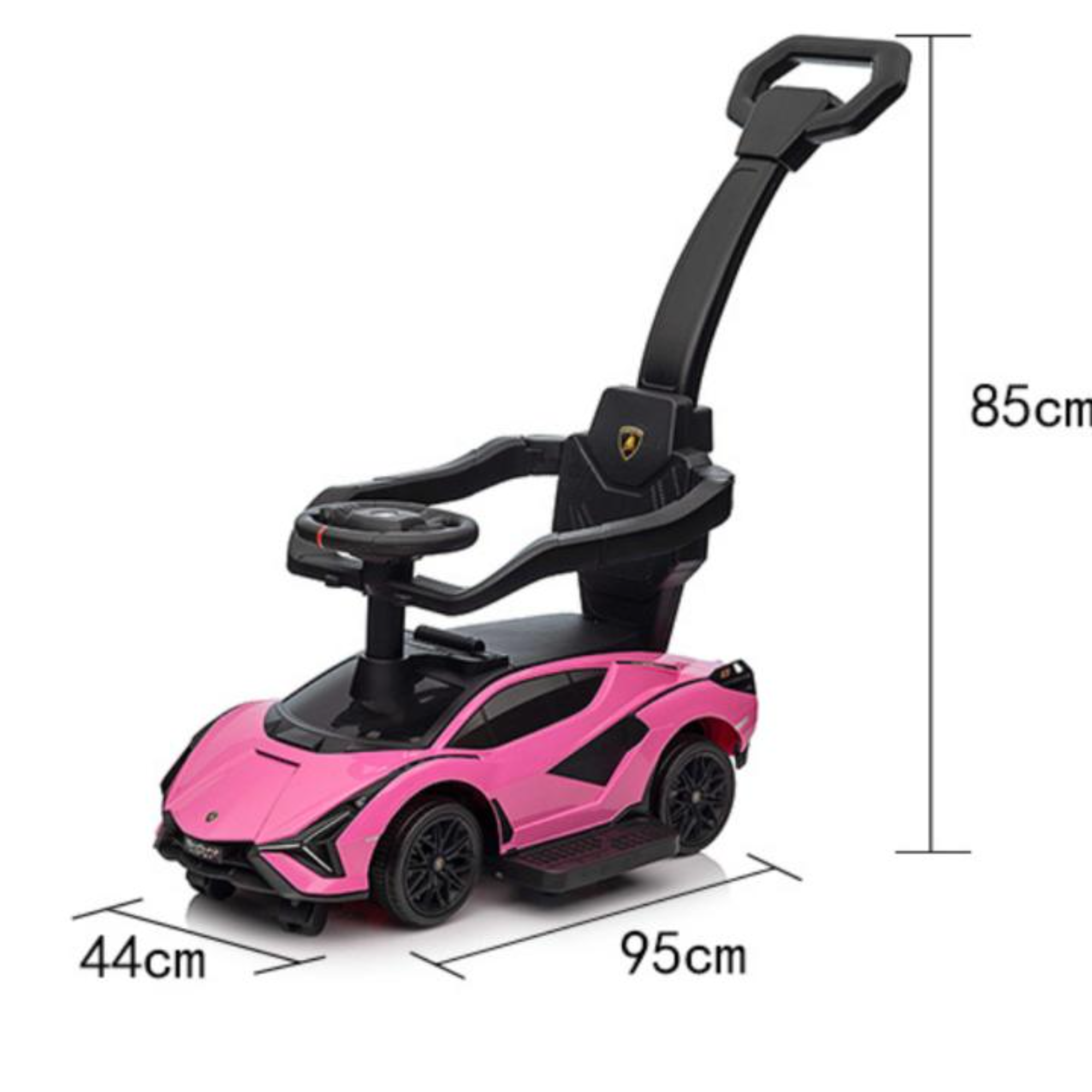 Complete Edition Lamborghini Sian 3 in 1 Push Car / Stroller with Handle And Safety Guards, Pink image 18