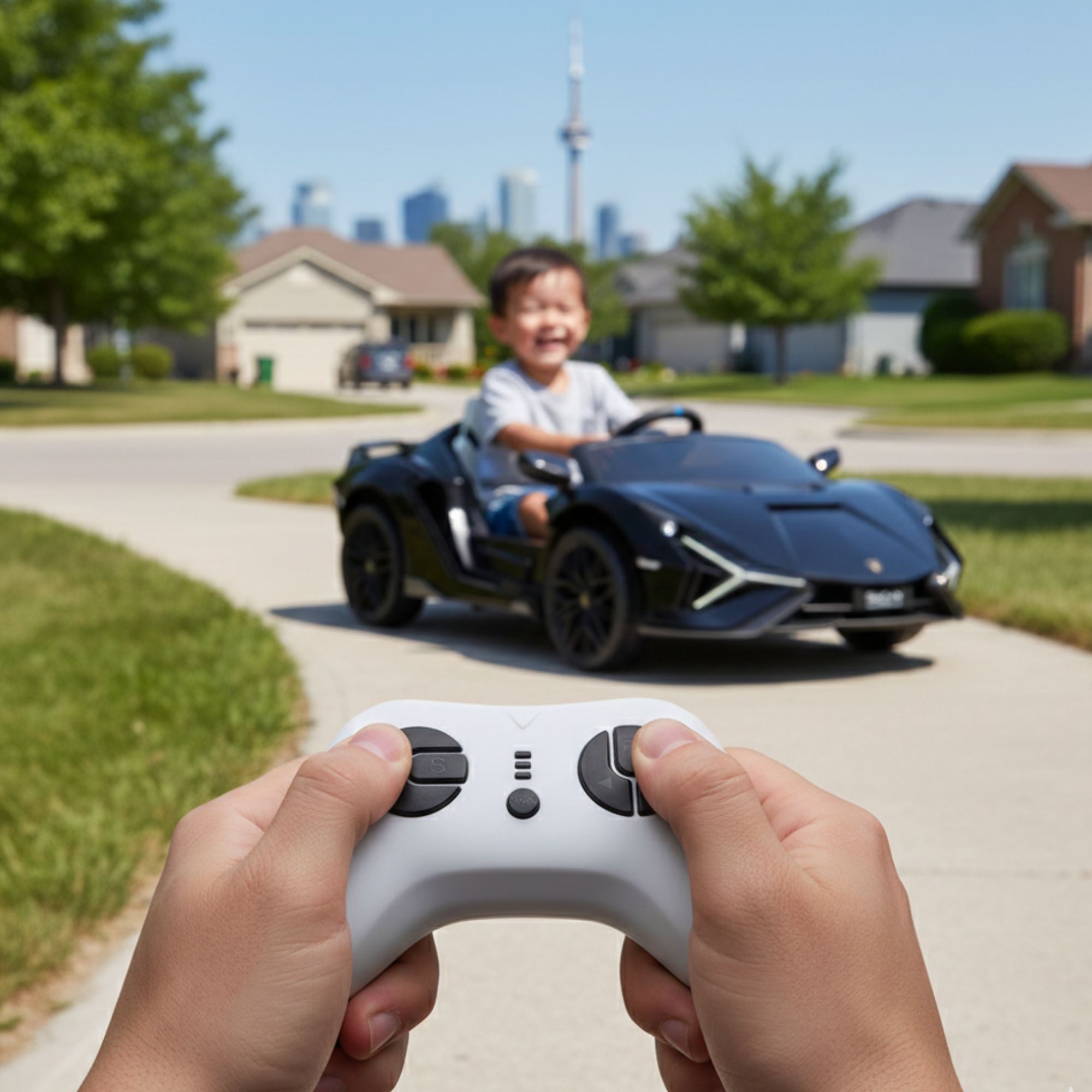 24V Luxurious Matte Black Nero Nemesis Lamborghini Sian 2-Seater Ride-On Drift Car