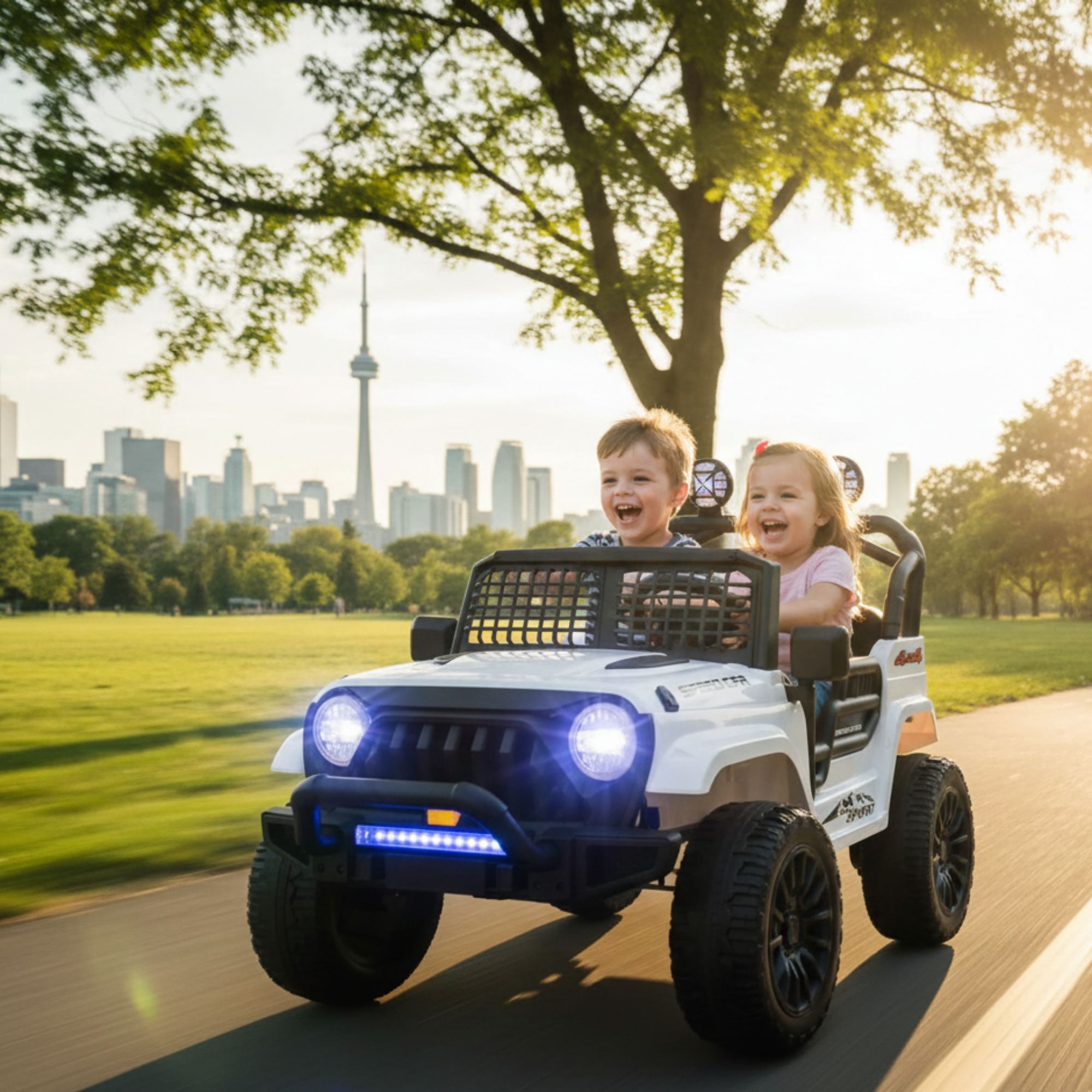 White 24V TrailX 2-Seater 24V 4X4/AWD Kids Ride on UTV Buggy W/ EVA Rubber Wheels, Music & RC
