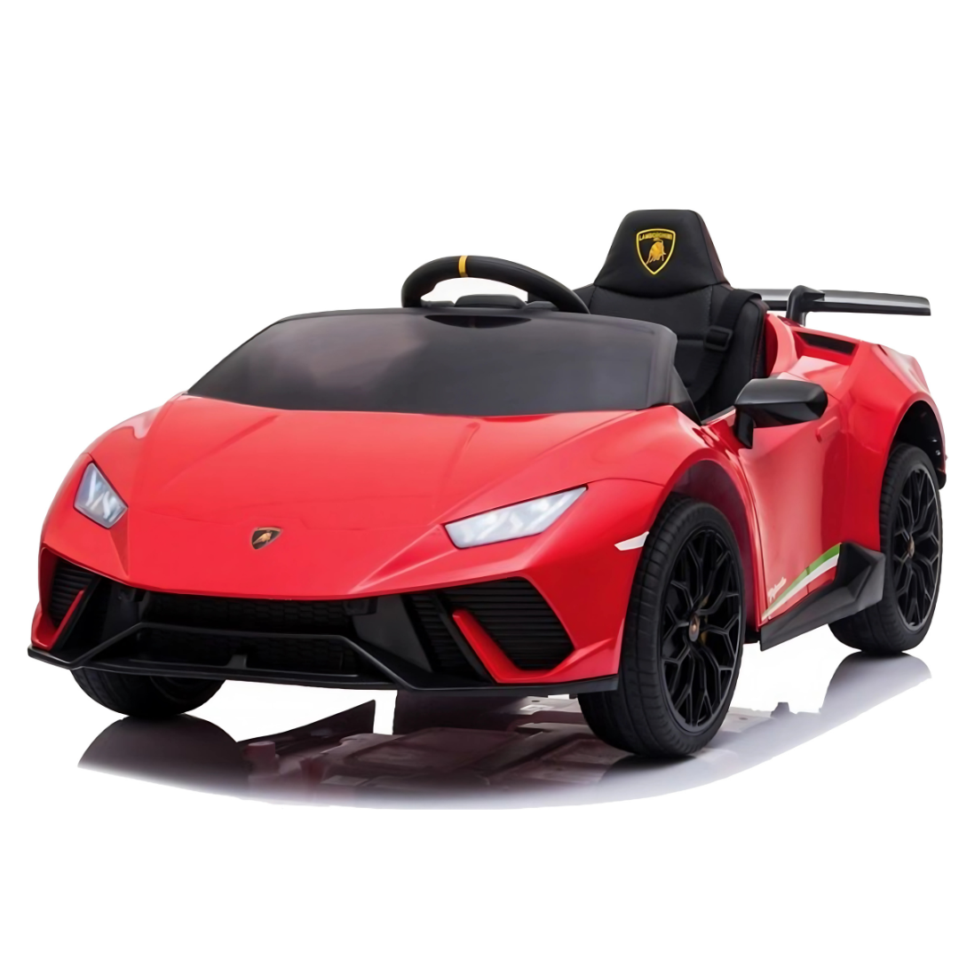 12V Red Lamborghini Huracan Licensed Sport Edition 4X4 Ride-On Car W/ Rubber Wheels, Bluetooth & RC