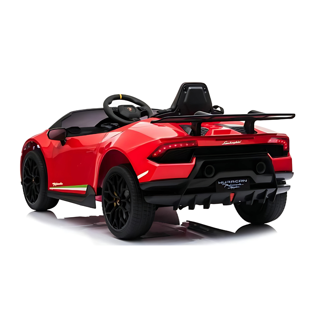 12V Red Lamborghini Huracan Licensed Sport Edition 4X4 Ride-On Car W/ Rubber Wheels, Bluetooth & RC