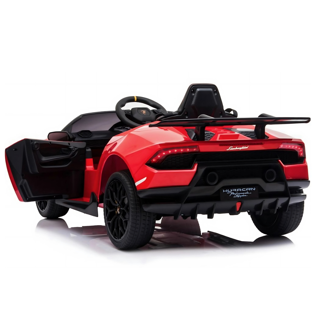 12V Red Lamborghini Huracan Licensed Sport Edition 4X4 Ride-On Car W/ Rubber Wheels, Bluetooth & RC