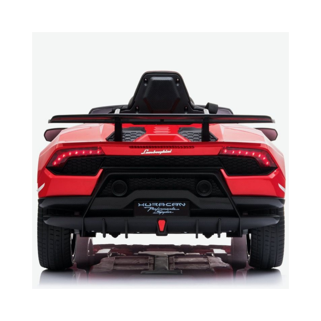 12V Red Lamborghini Huracan Licensed Sport Edition 4X4 Ride-On Car W/ Rubber Wheels, Bluetooth & RC
