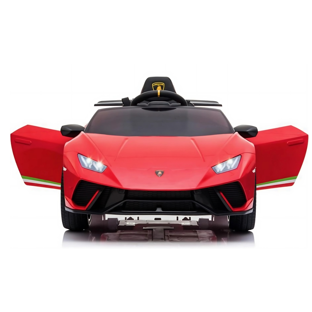 12V Red Lamborghini Huracan Licensed Sport Edition 4X4 Ride-On Car W/ Rubber Wheels, Bluetooth & RC