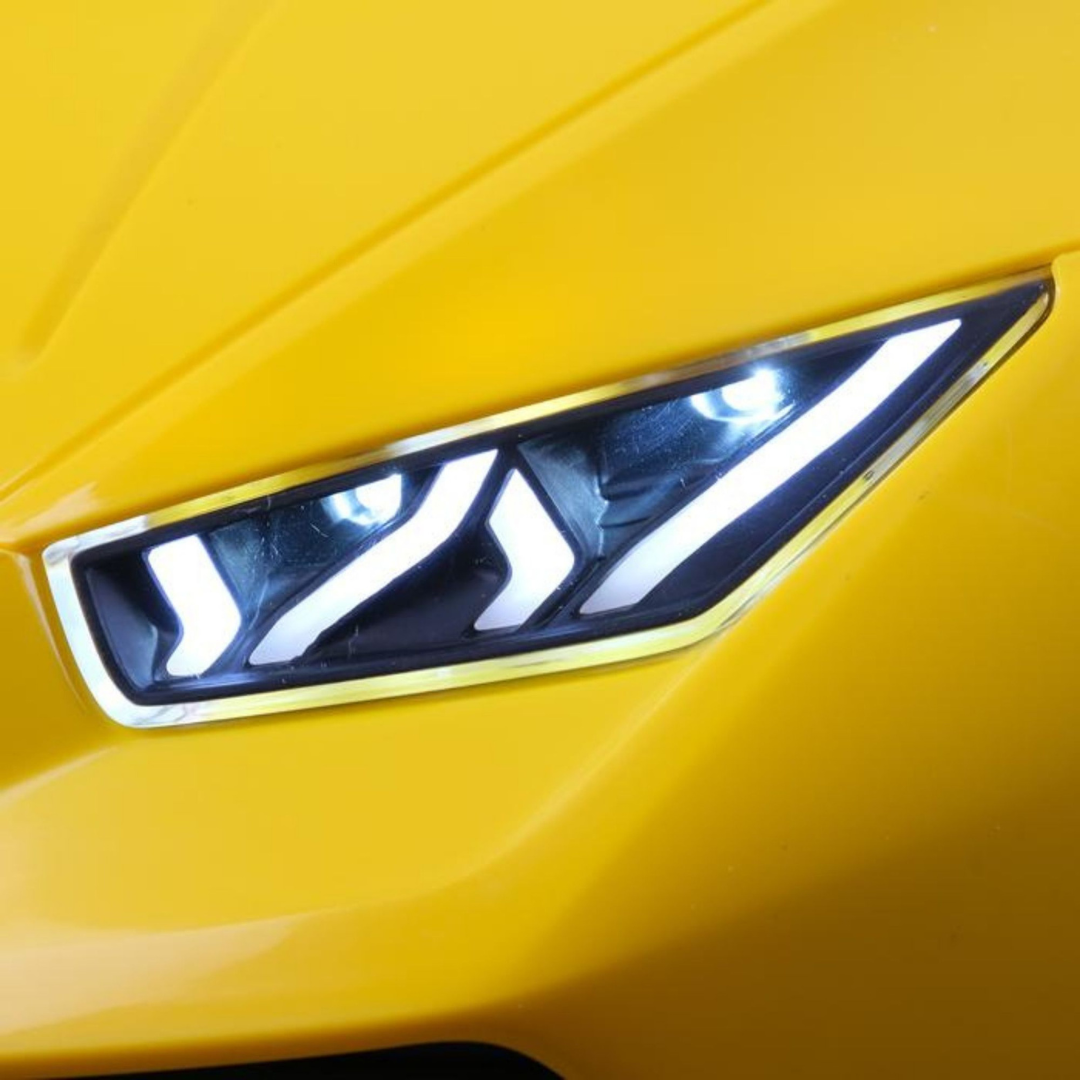 12V Yellow Lamborghini Huracan Licensed Sport Edition 4X4 Ride-On Car W/ Rubber Wheels, Bluetooth & RC