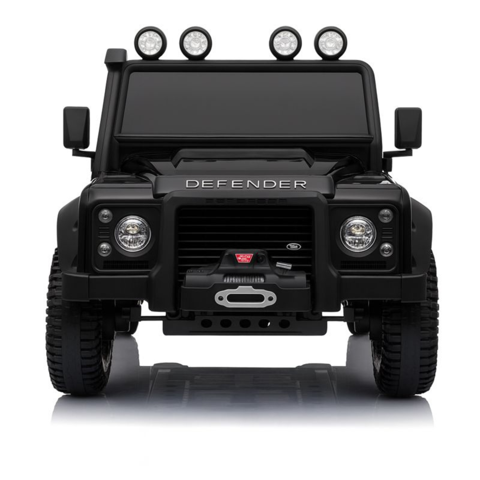 12V Black Land Rover Defender 1-Seater AWD Ride-on Truck W/ Rubber Wheels, Music Player & RC