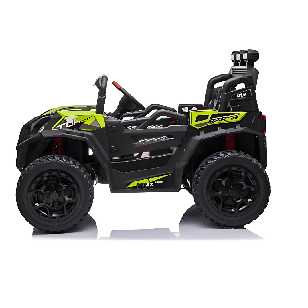 12V Green Junior Sport Utility Kids’ 4x4 Ride-On UTV Buggy W/ Rubber Wheels, Music & RC
