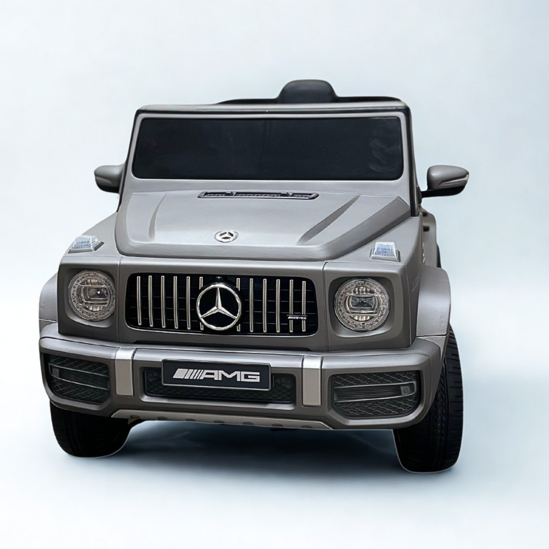 12V Luxury Matte Grey Edition Mercedes Benz AMG G63 Ride-On SUV W/ Rubber Wheels, Leather Seat, Bluetooth & RC
