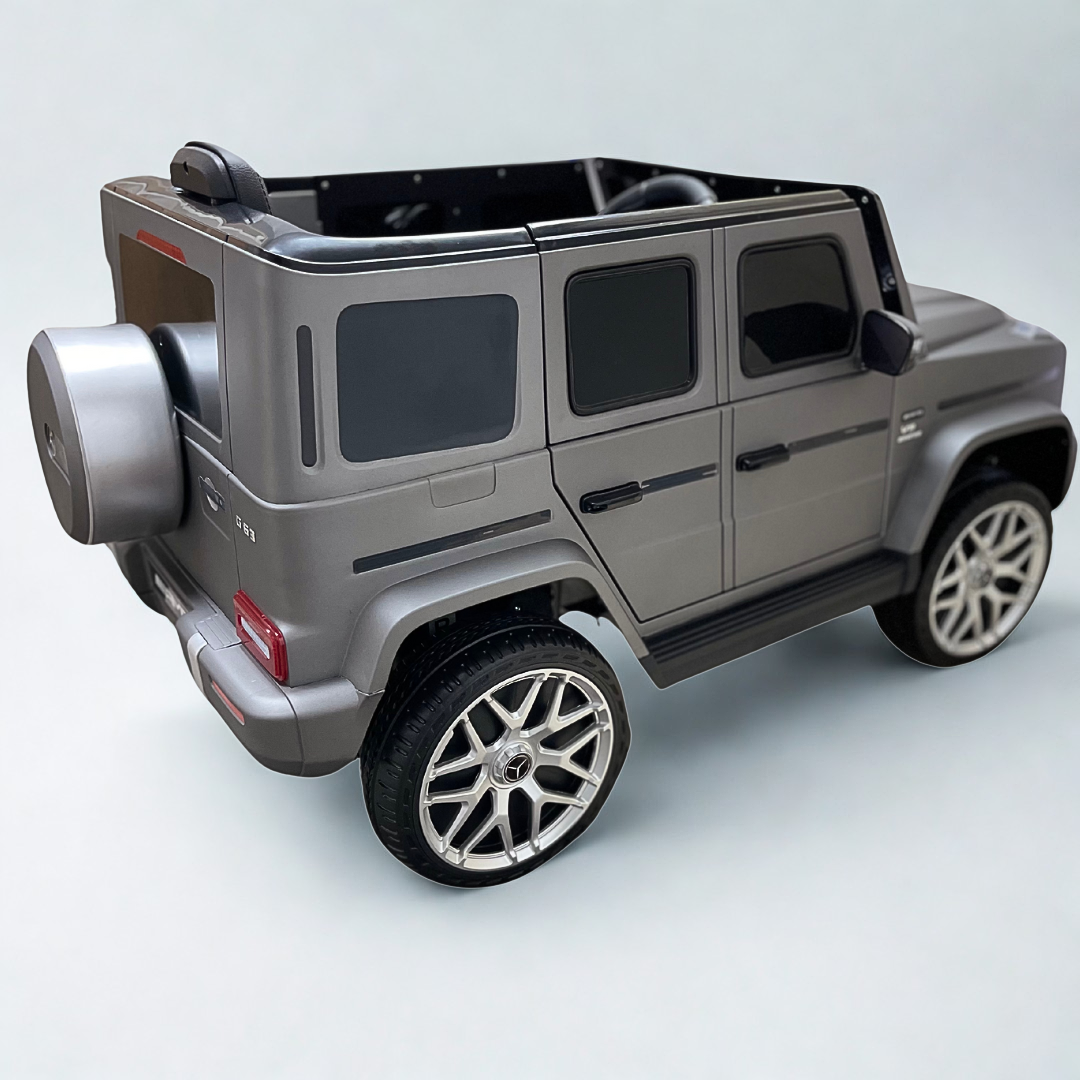 12V Luxury Matte Grey Edition Mercedes Benz AMG G63 Ride-On SUV W/ Rubber Wheels, Leather Seat, Bluetooth & RC