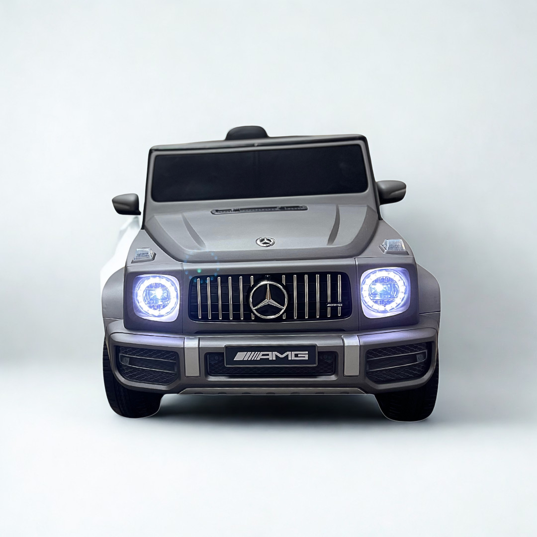 12V Luxury Matte Grey Edition Mercedes Benz AMG G63 Ride-On SUV W/ Rubber Wheels, Leather Seat, Bluetooth & RC
