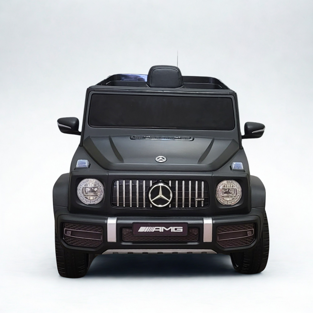 12V Luxury Matte Black Edition Mercedes Benz AMG G63 Ride-On SUV W/ Rubber Wheels, Leather Seat, Bluetooth & RC
