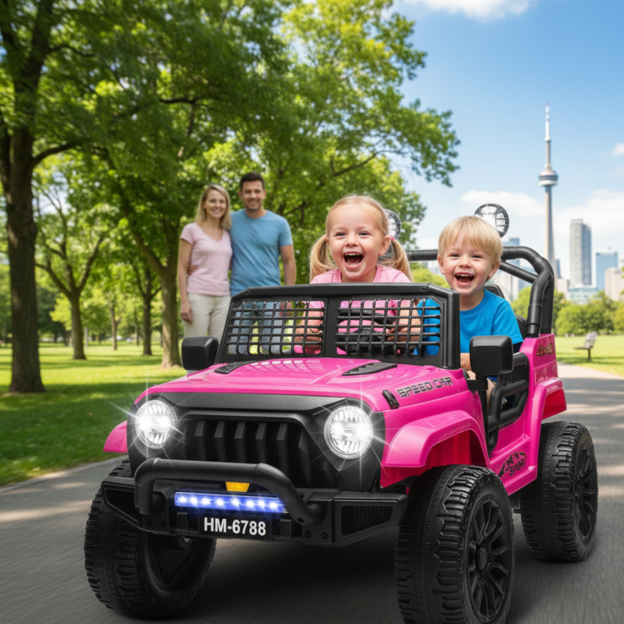 Pink 24V TrailX 2-Seater 24V 4X4/AWD Kids Ride on UTV Buggy W/ EVA Rubber Wheels, Music & RC.