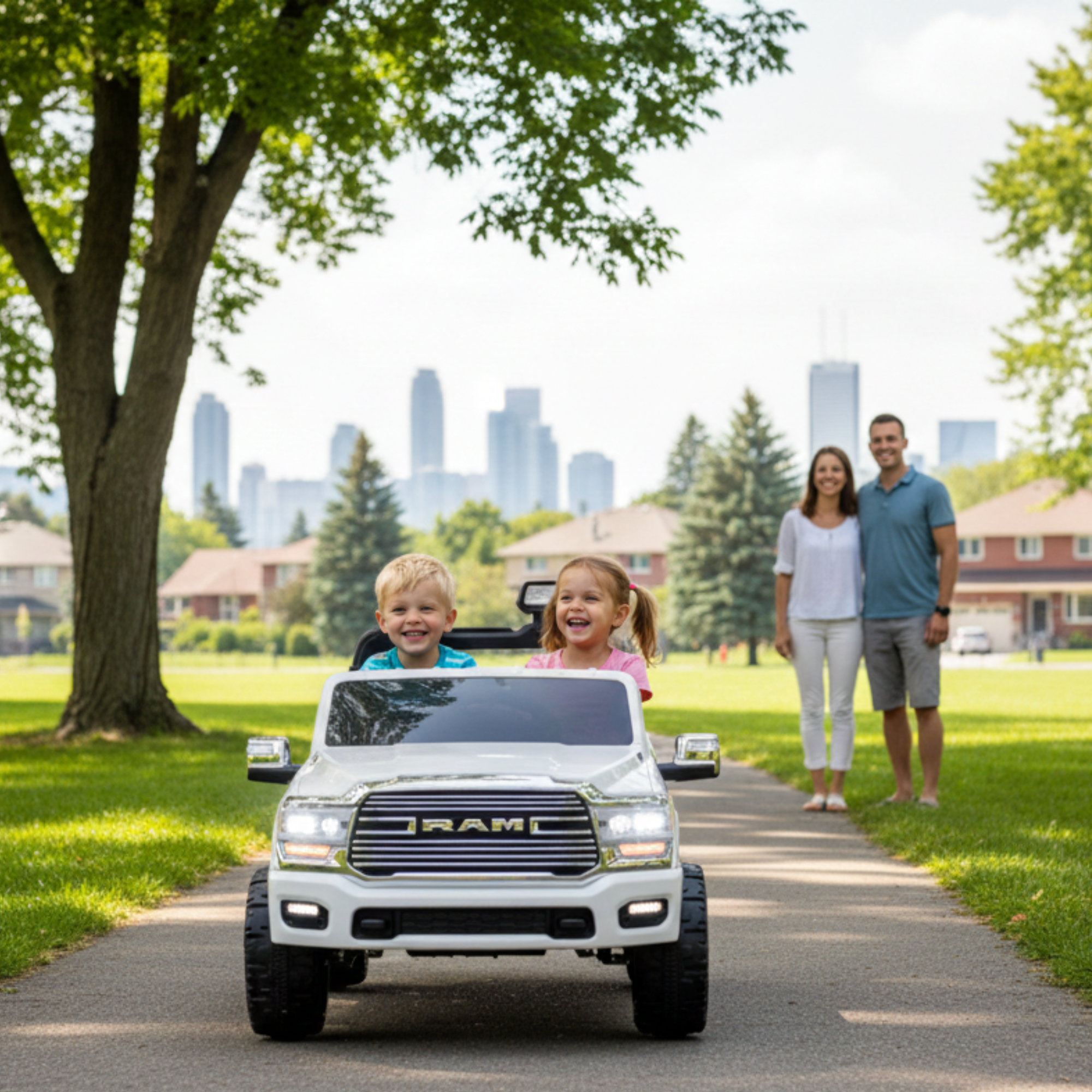 White Complete Edition XXL 2-Seater 4x4 RAM 3500 Ride-On Truck