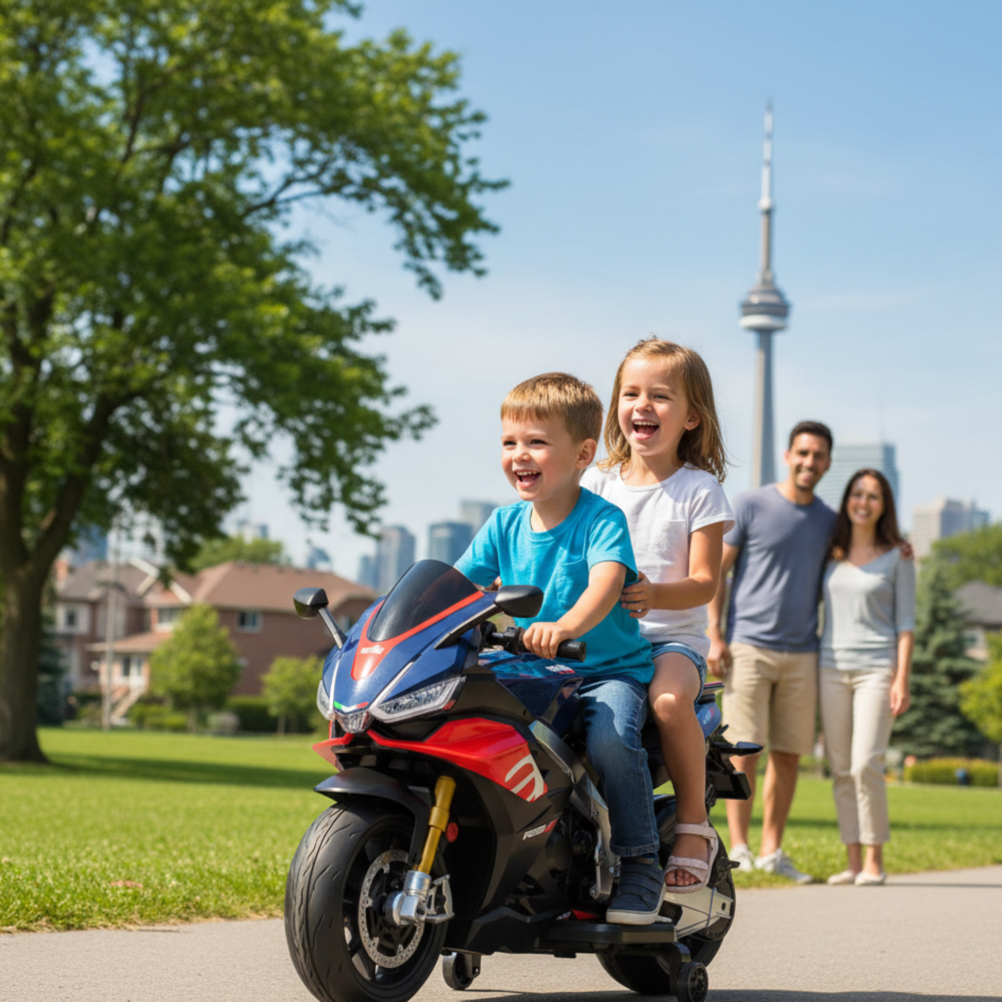 12V Upgraded Aprilia RSV4 Super Motorcycle W/ EVA Rubber Wheels, Music & Lights