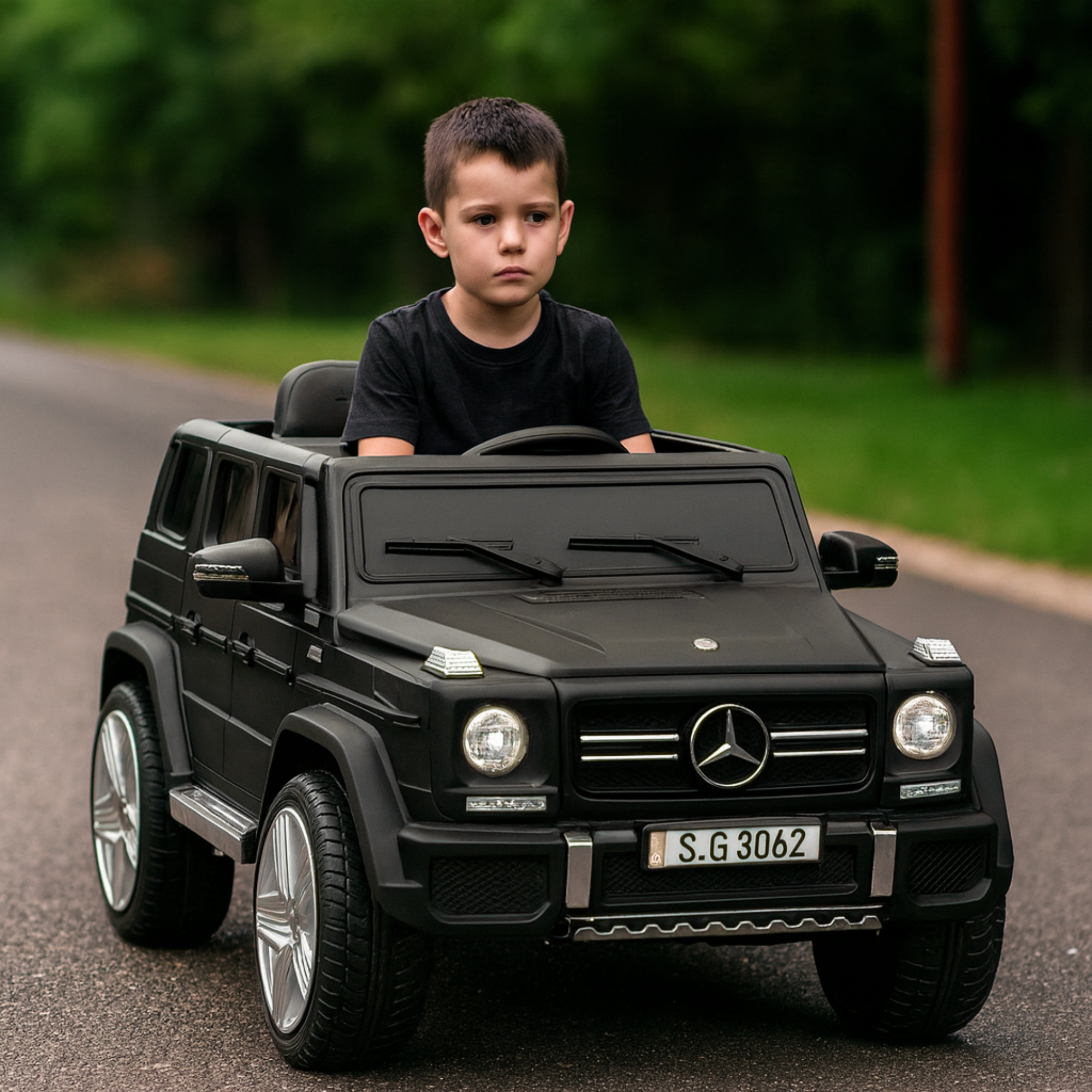 12V Matte Black Luxury Mercedes Maybach G650s Kids' 4x4 Ride-on SUV W/ Rubber Wheels, Music & RC