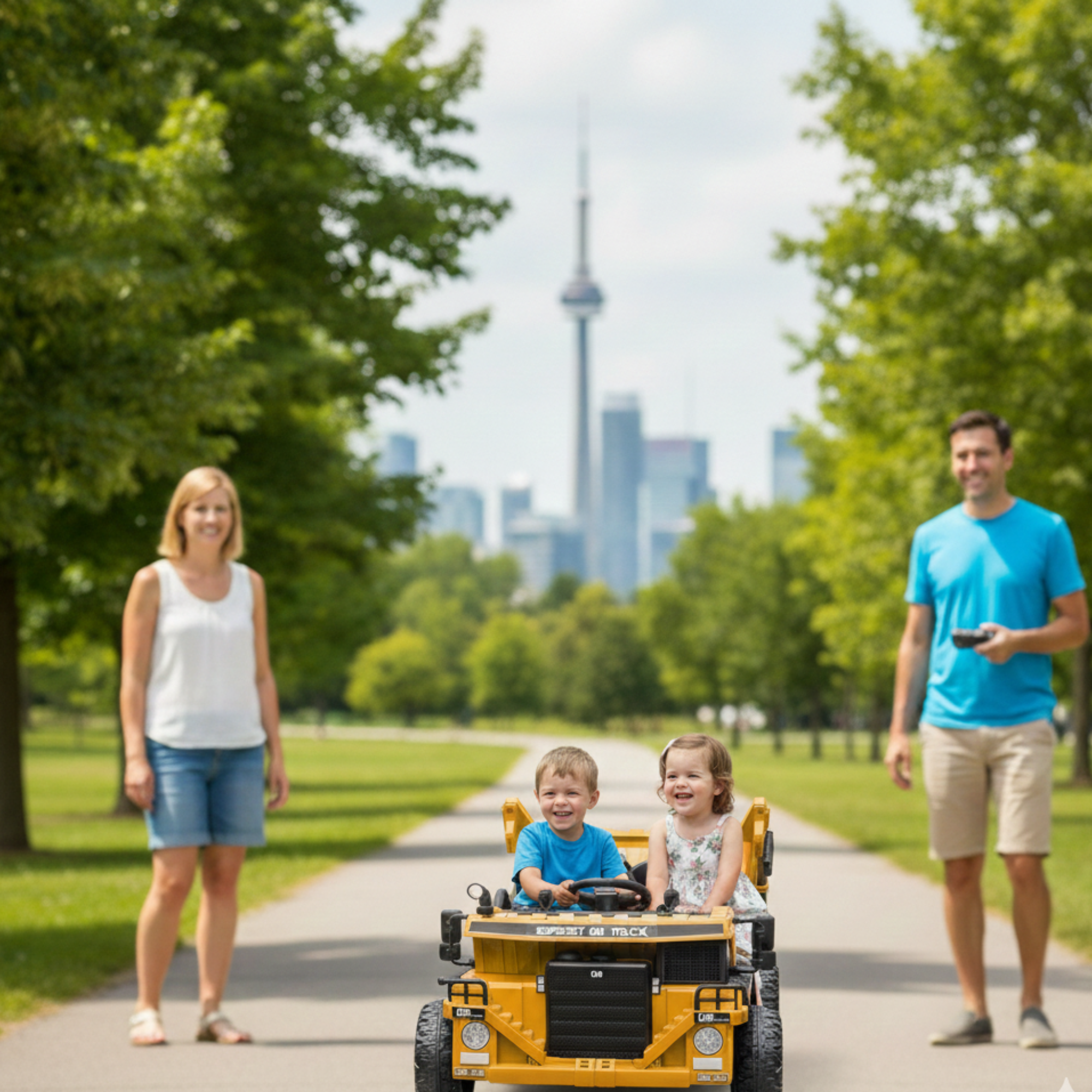 12V Kids' Ride-On Construction Dump Truck W/ Rubber Wheels, Automatic Dump Bed, Music & RC