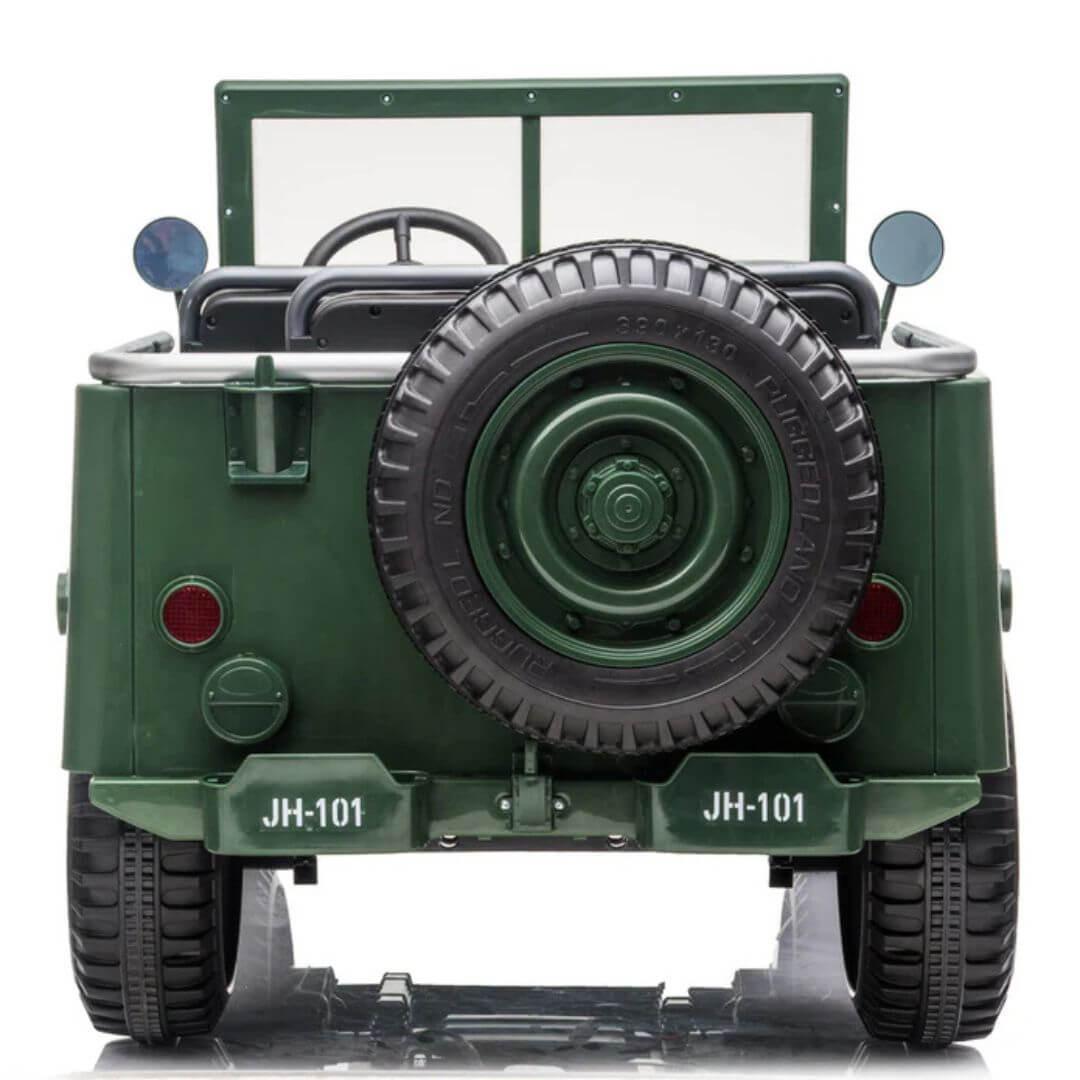 12V Green Limited Edition Kids 1-Seater Military Ride-on Truck W/ EVA Rubber Wheels, Music & RC.