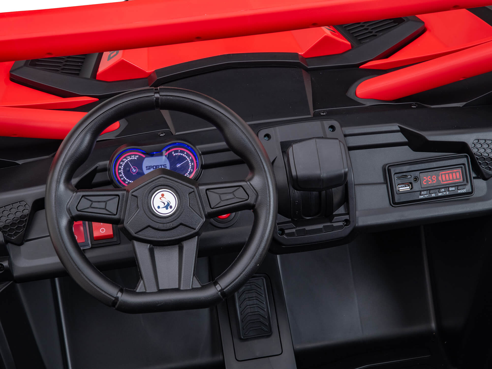 Red 2-Seater XXL Premium MegaTrek 2-Seater 24V 4X4/AWD Kids Ride on UTV Buggy W/ EVA Rubber Wheels, BT & RC