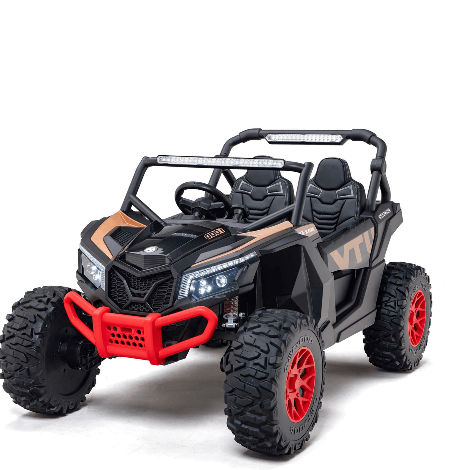 Black 2-Seater XXL Premium MegaTrek 2-Seater 24V 4X4/AWD Kids Ride on UTV Buggy W/ EVA Rubber Wheels, BT & RC.