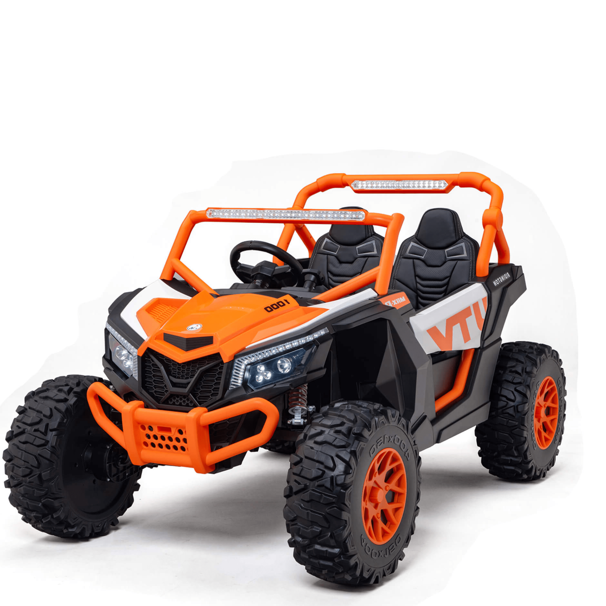 Orange 2-Seater XXL Premium MegaTrek 2-Seater 24V 4X4/AWD Kids Ride on UTV Buggy W/ EVA Rubber Wheels, BT & RC.