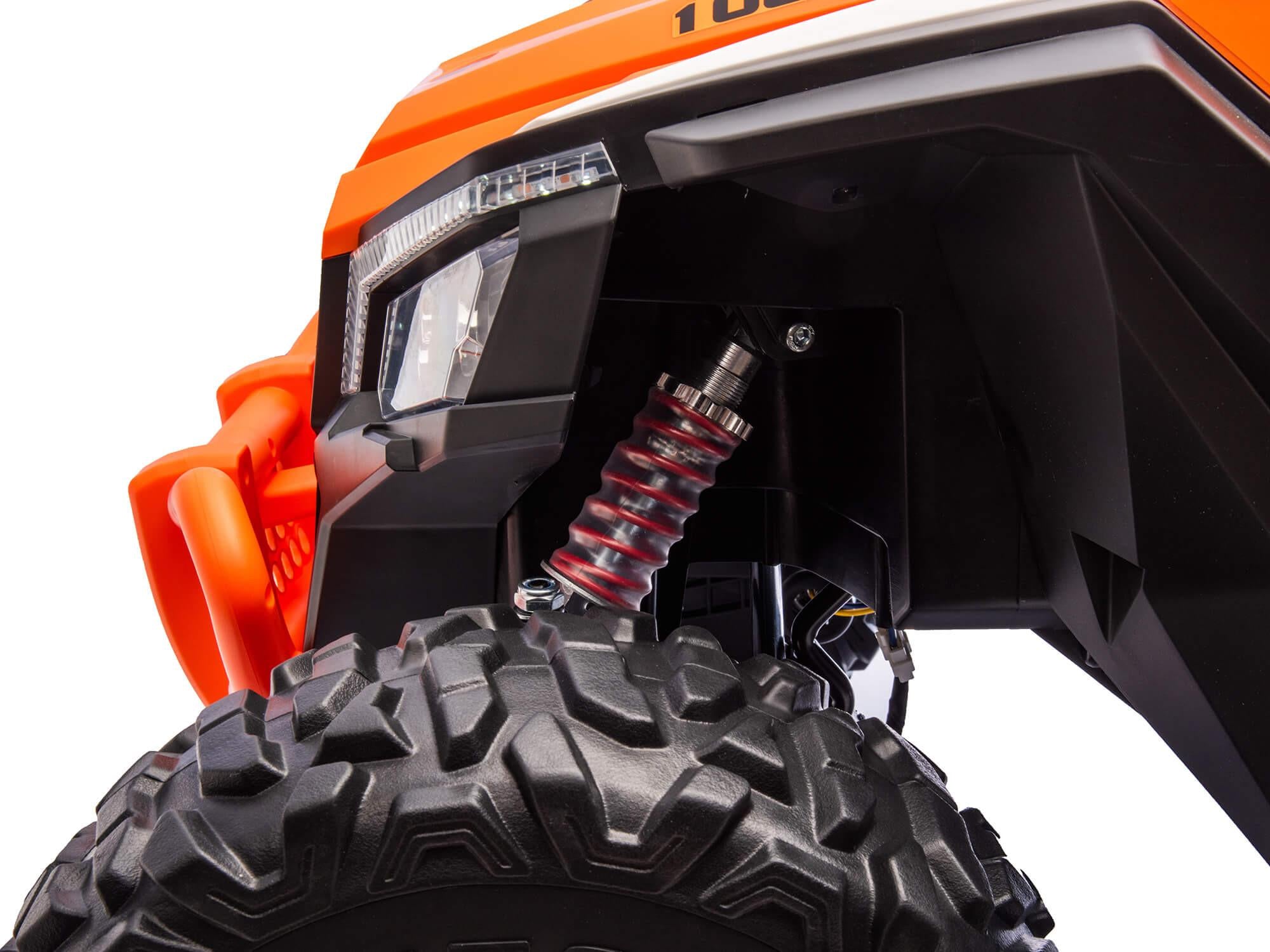 Orange 2-Seater XXL Premium MegaTrek 2-Seater 24V 4X4/AWD Kids Ride on UTV Buggy W/ EVA Rubber Wheels, BT & RC.