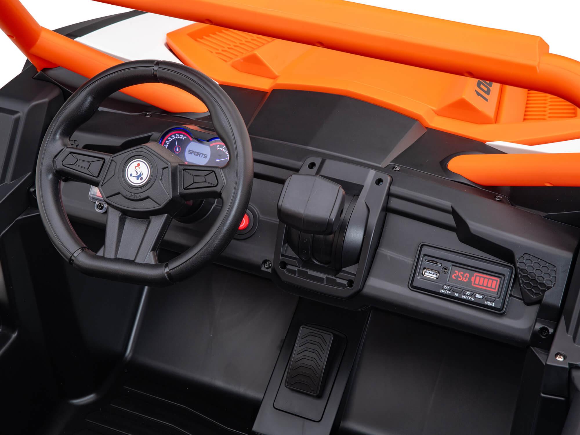 Orange 2-Seater XXL Premium MegaTrek 2-Seater 24V 4X4/AWD Kids Ride on UTV Buggy W/ EVA Rubber Wheels, BT & RC.