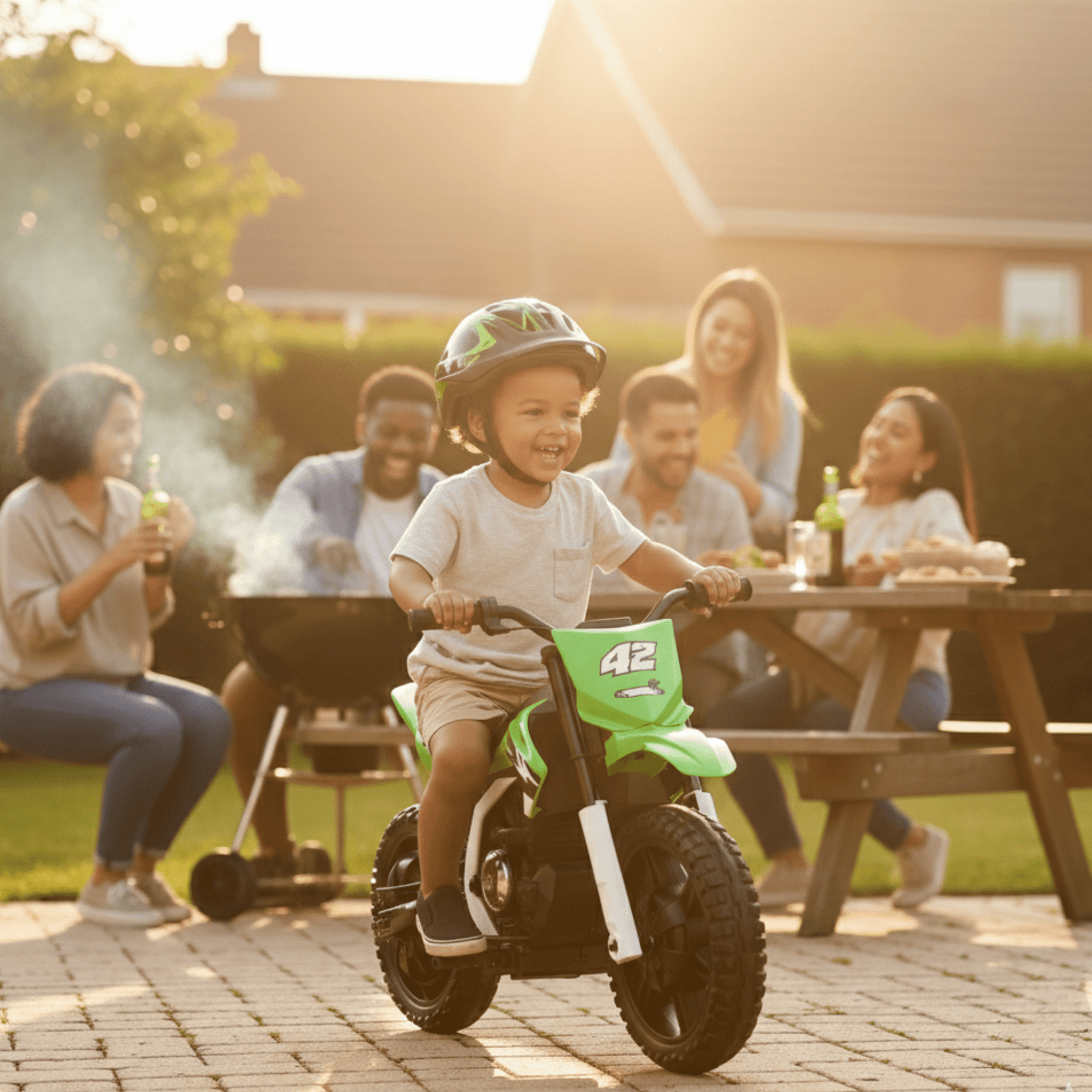 Green 24V Electric MotoX Dirt Bike for Kids, Up to 18 km/h.