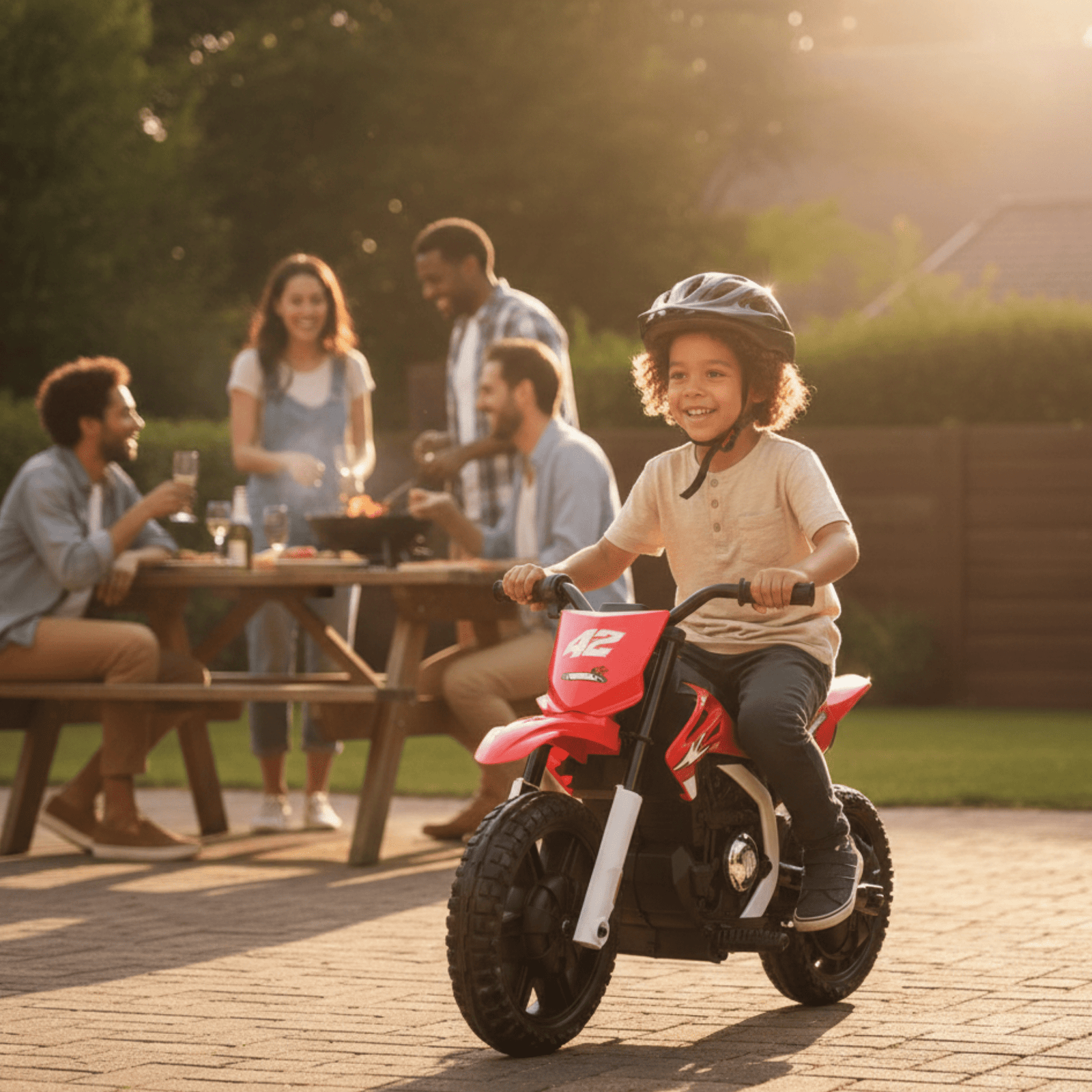 Red 24V Electric MotoX Dirt Bike for Kids, Up to 18 km/h.
