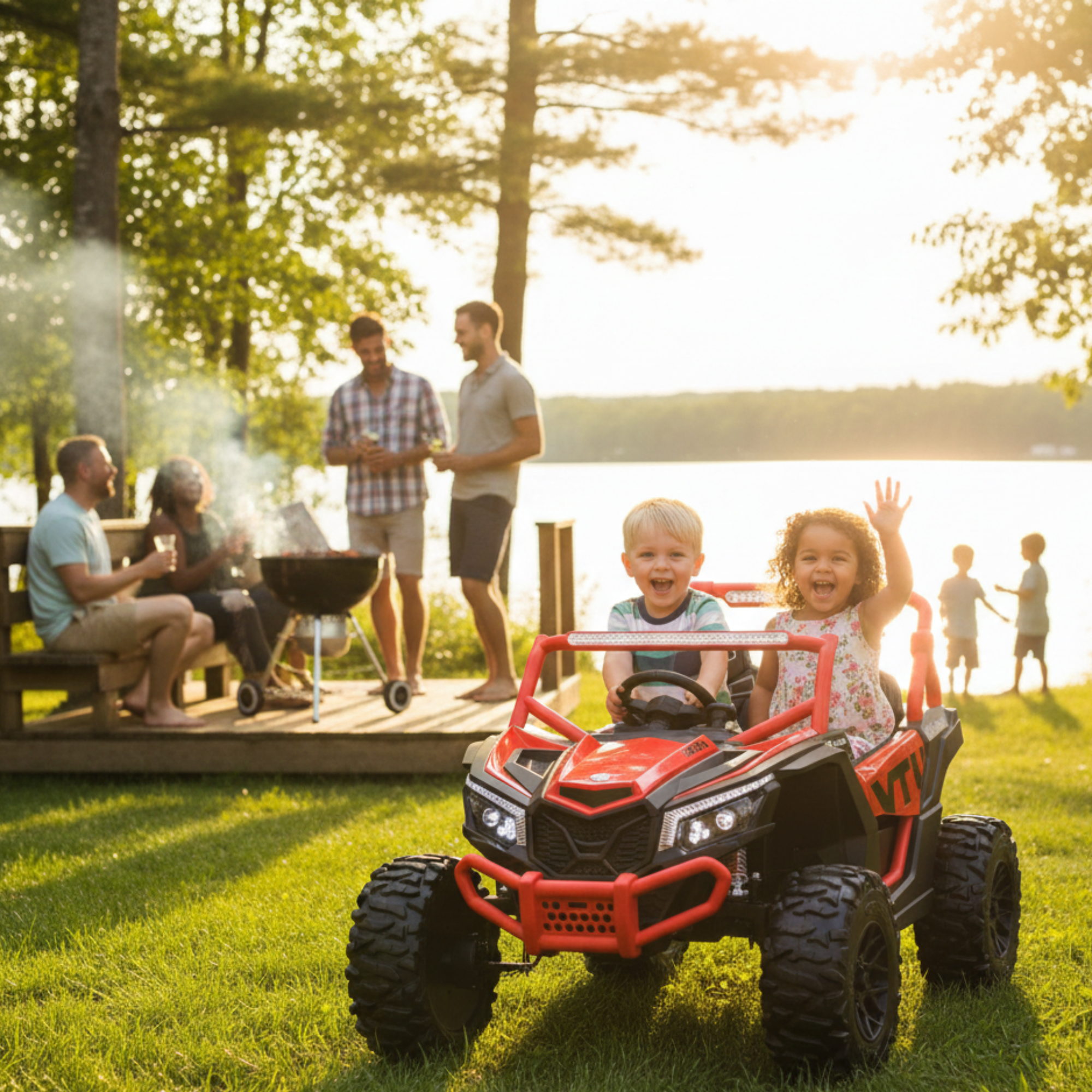 Red 2-Seater XXL Premium MegaTrek 2-Seater 24V 4X4/AWD Kids Ride on UTV Buggy W/ EVA Rubber Wheels, BT & RC