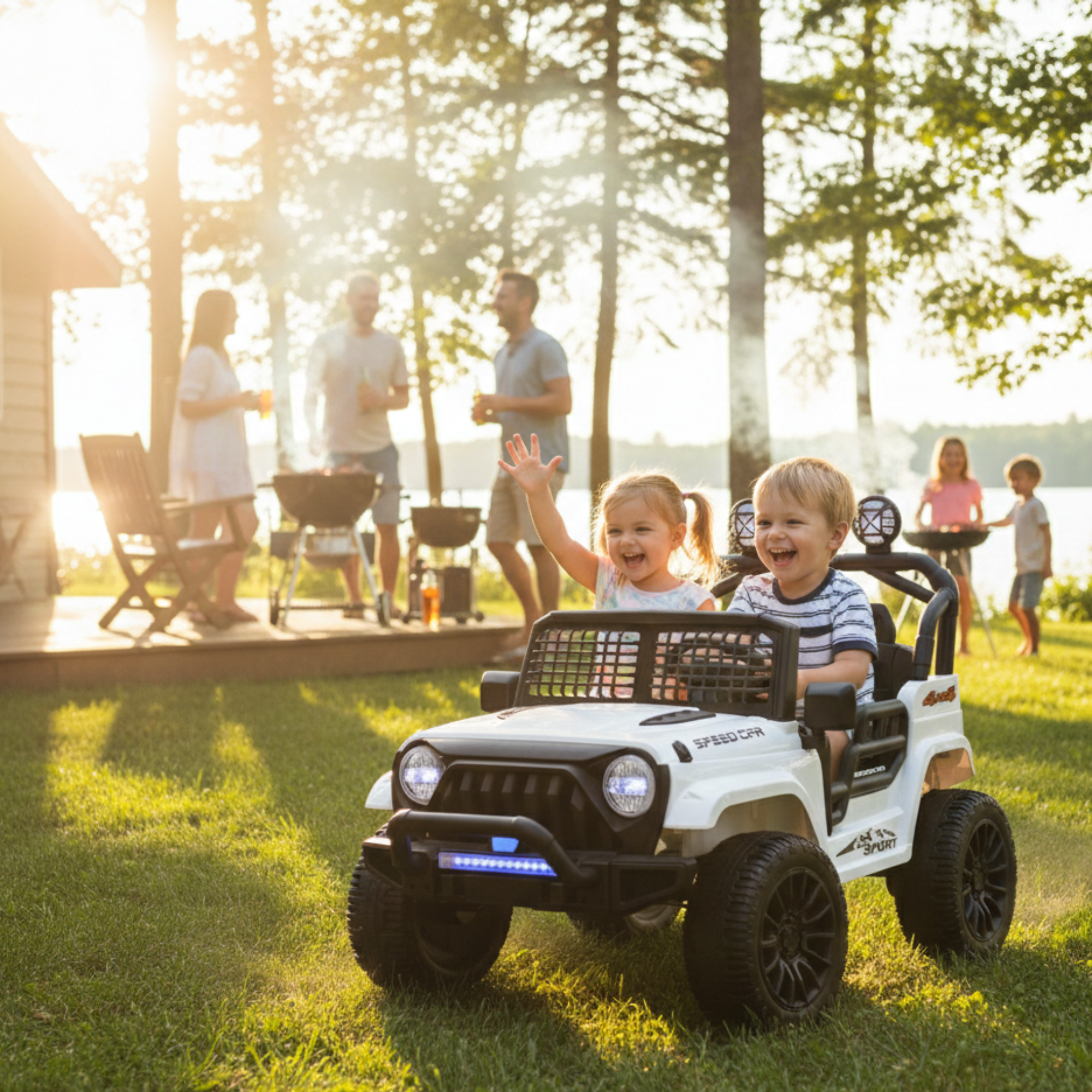White 24V TrailX 2-Seater 24V 4X4/AWD Kids Ride on UTV Buggy W/ EVA Rubber Wheels, Music & RC