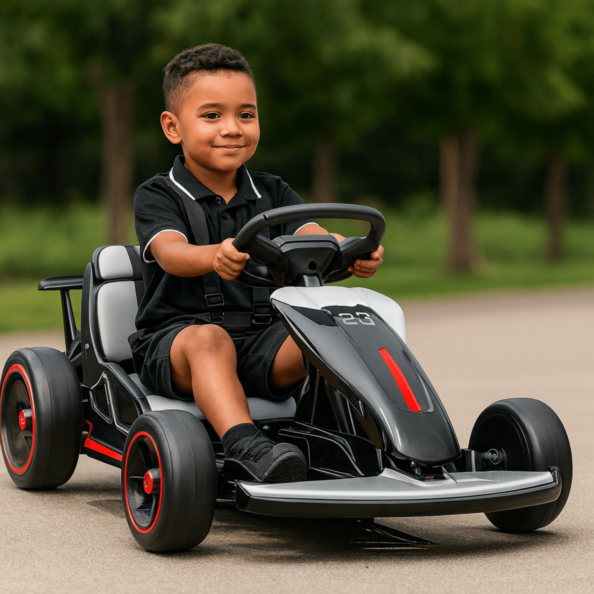 Black 24V Upgraded Vortex Drifting Go Kart.