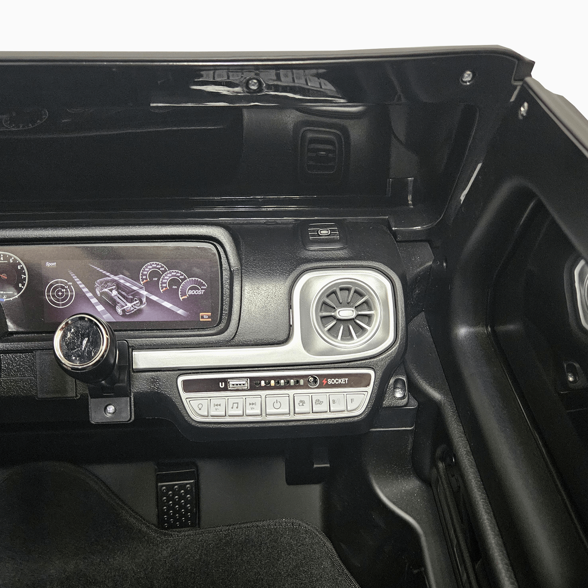 Exclusive Matte Black Mercedes Benz G Series 2-Seater 24V Kids Ride-on Truck, EVA Wheels, Leather Seats, Light-up Logo, 4WD, BT, RC image 10