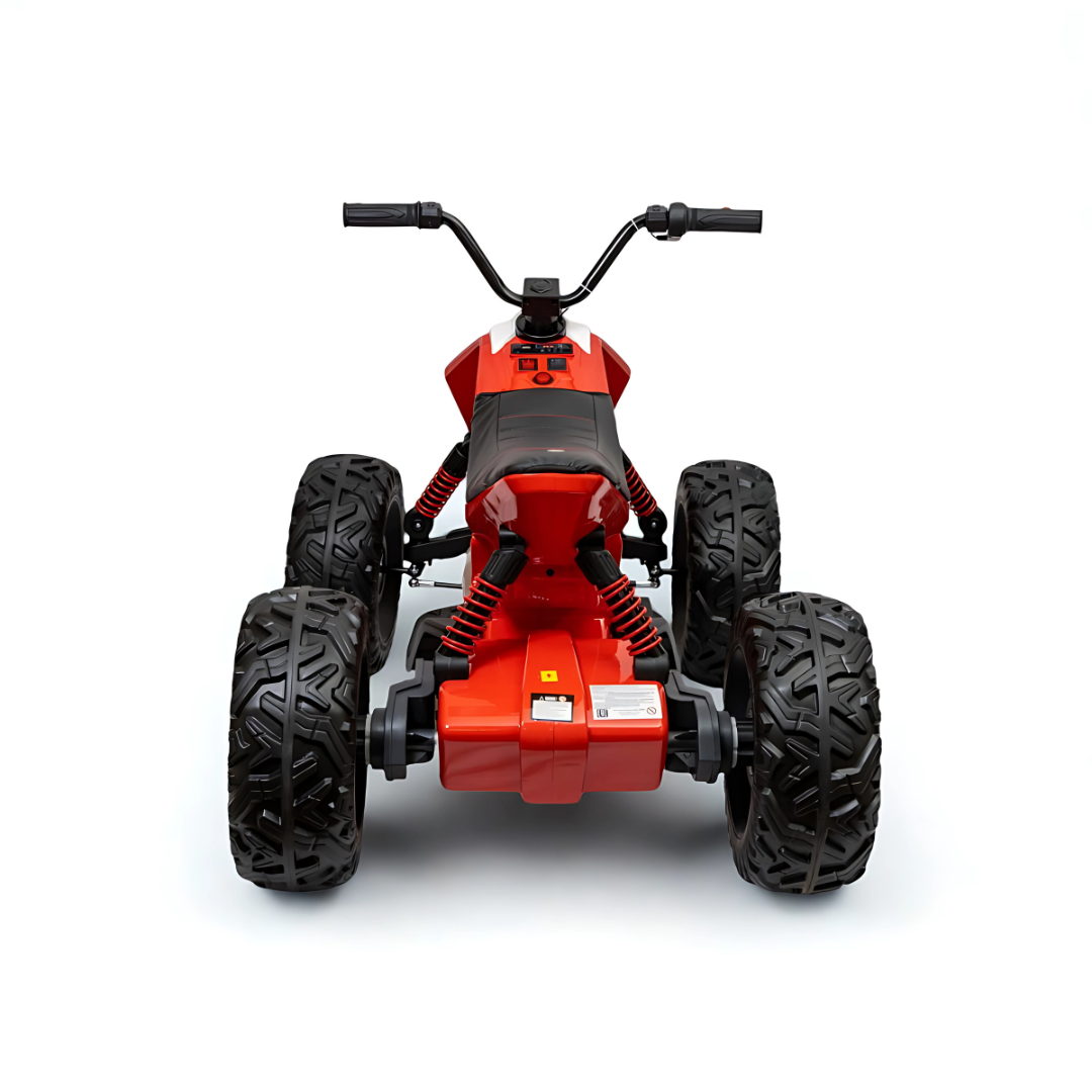 Red Sport Utility Edition 24V Ride-on Quad For Kids With Rubber Wheels, Leather Seat & Music