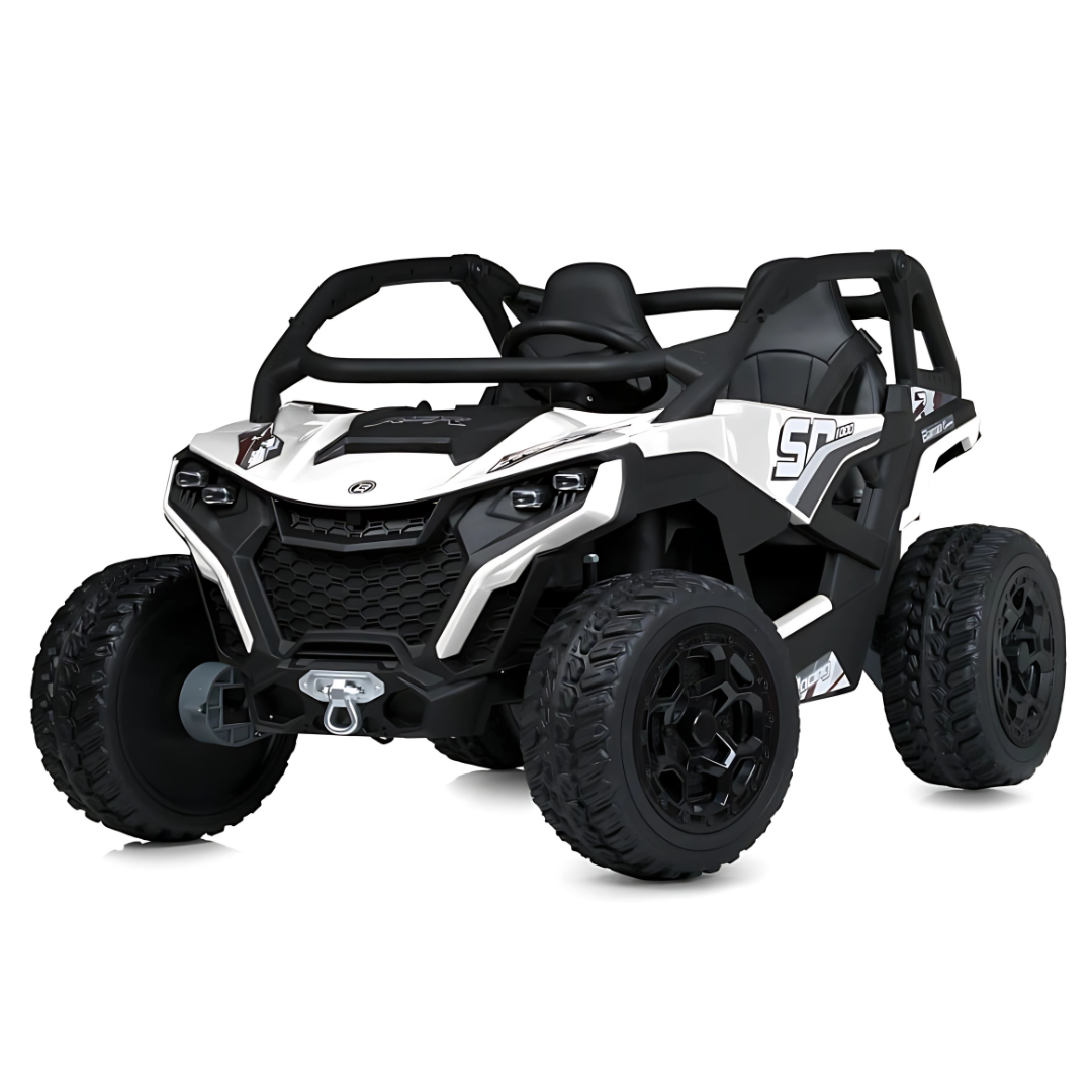 White Power MX 2-Seater 24V 4x4 Kids' Ride-on UTV Buggy W/ EVA Rubber Wheels, Music & RC