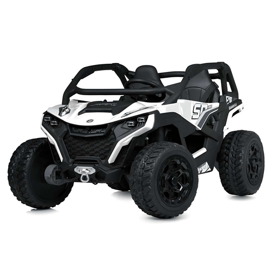 White Power MX 2-Seater 24V 4x4 Kids' Ride-on UTV Buggy W/ EVA Rubber Wheels, Music & RC.
