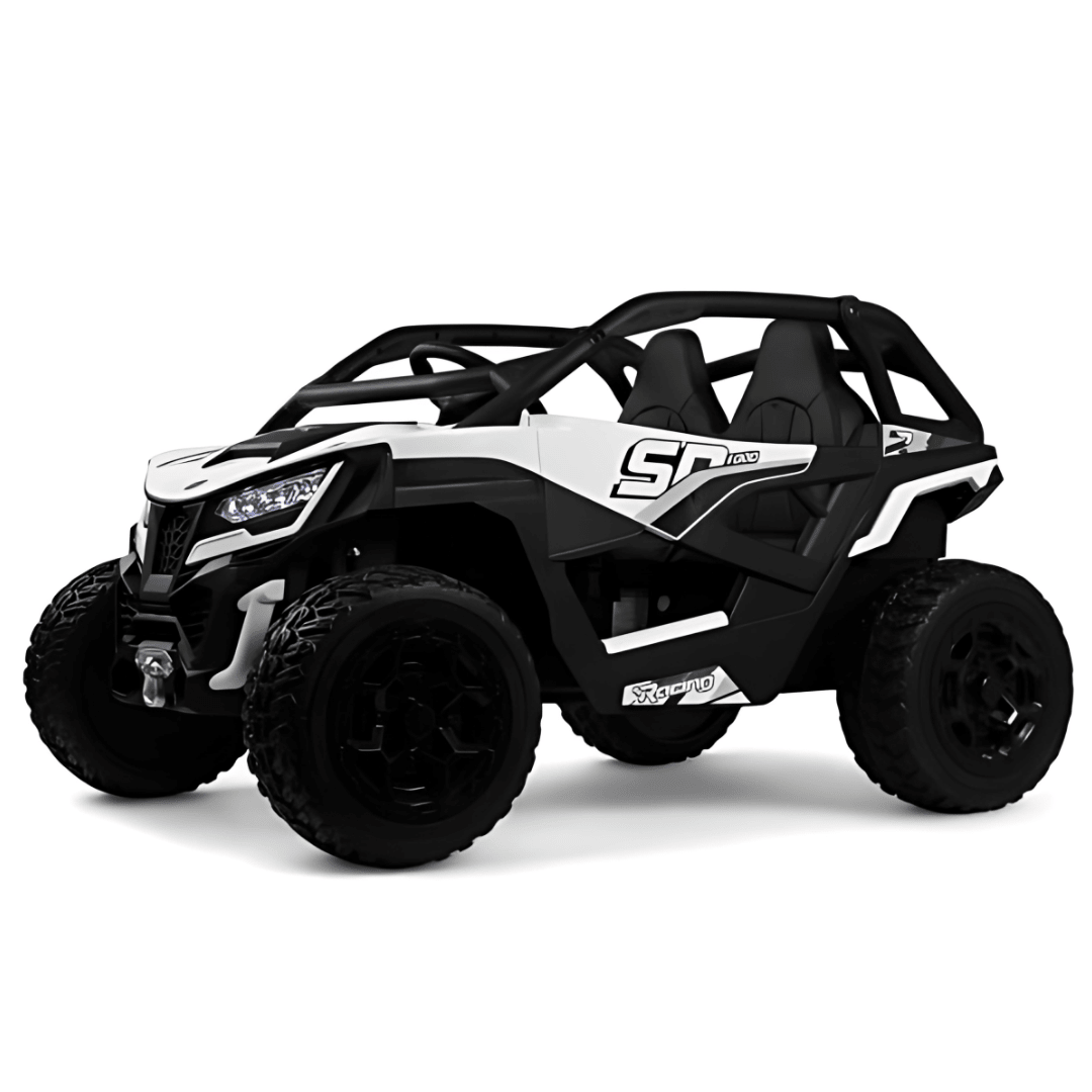 White Power MX 2-Seater 24V 4x4 Kids' Ride-on UTV Buggy W/ EVA Rubber Wheels, Music & RC.