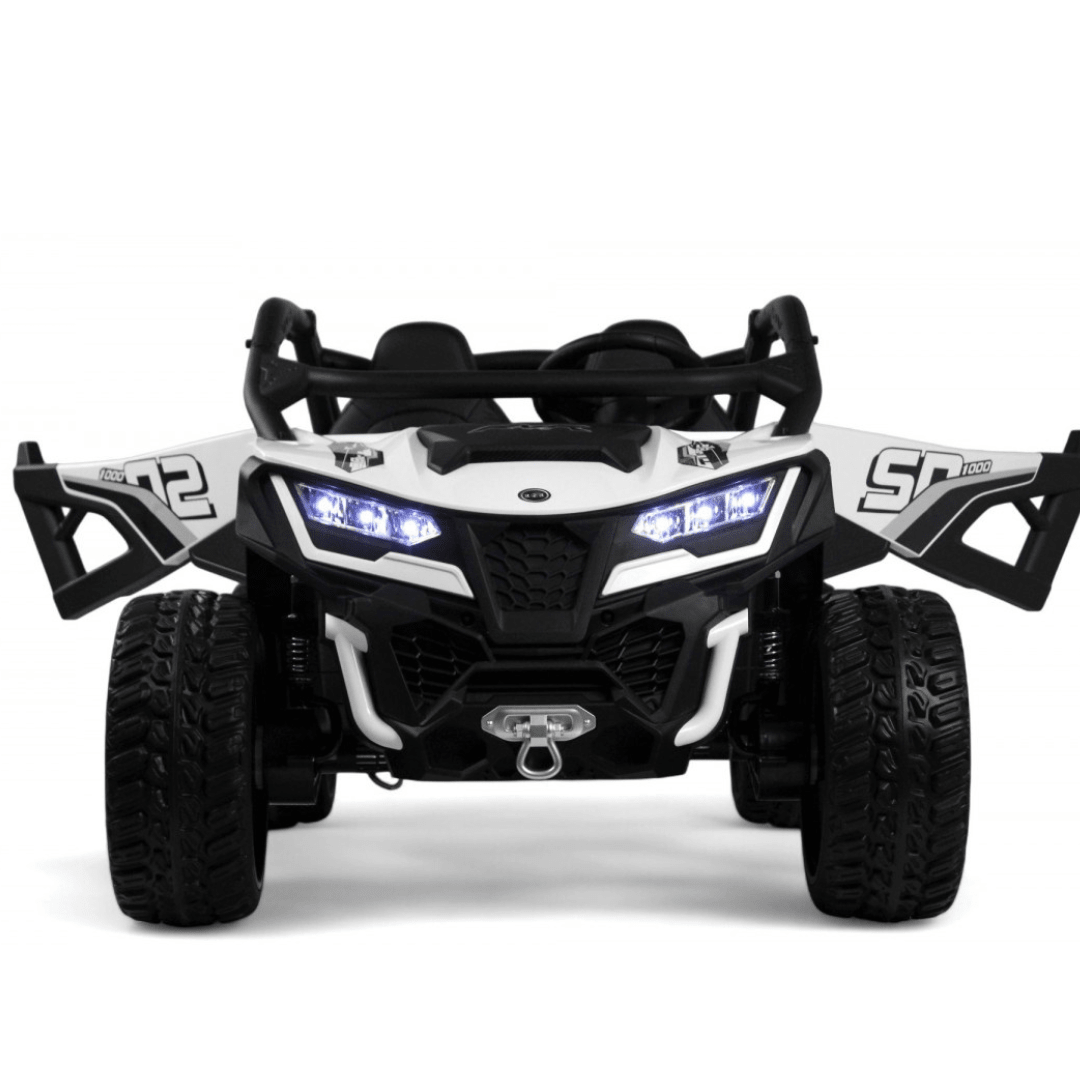 White Power MX 2-Seater 24V 4x4 Kids' Ride-on UTV Buggy W/ EVA Rubber Wheels, Music & RC.