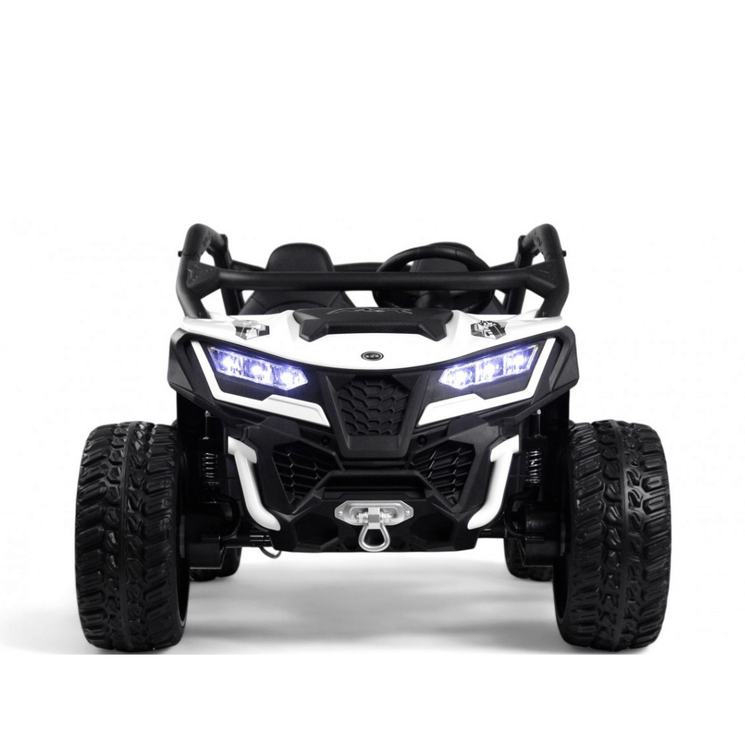 White Power MX 2-Seater 24V 4x4 Kids' Ride-on UTV Buggy W/ EVA Rubber Wheels, Music & RC.