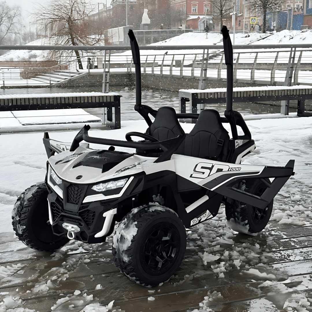 White Power MX 2-Seater 24V 4x4 Kids' Ride-on UTV Buggy W/ EVA Rubber Wheels, Music & RC.