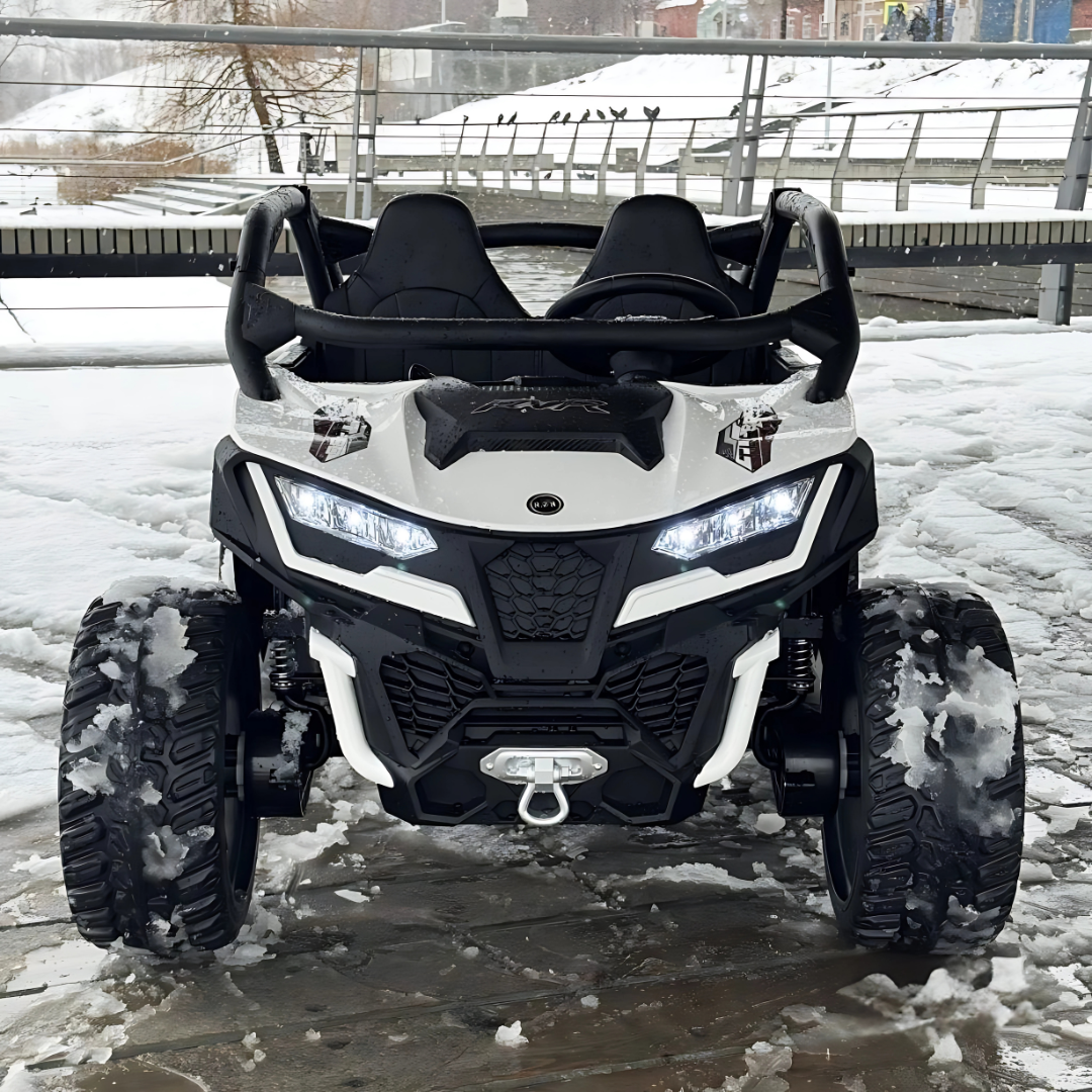 White Power MX 2-Seater 24V 4x4 Kids' Ride-on UTV Buggy W/ EVA Rubber Wheels, Music & RC