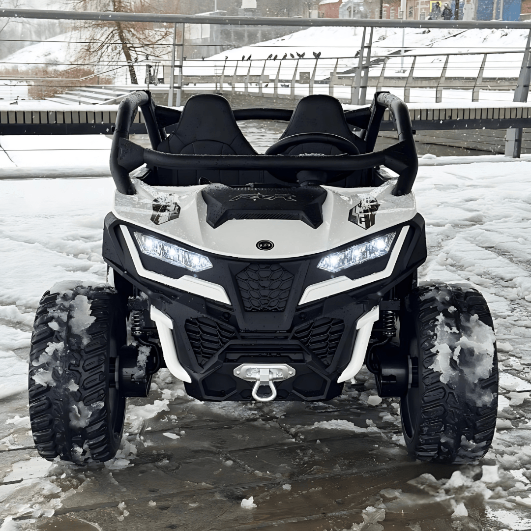 White Power MX 2-Seater 24V 4x4 Kids' Ride-on UTV Buggy W/ EVA Rubber Wheels, Music & RC.