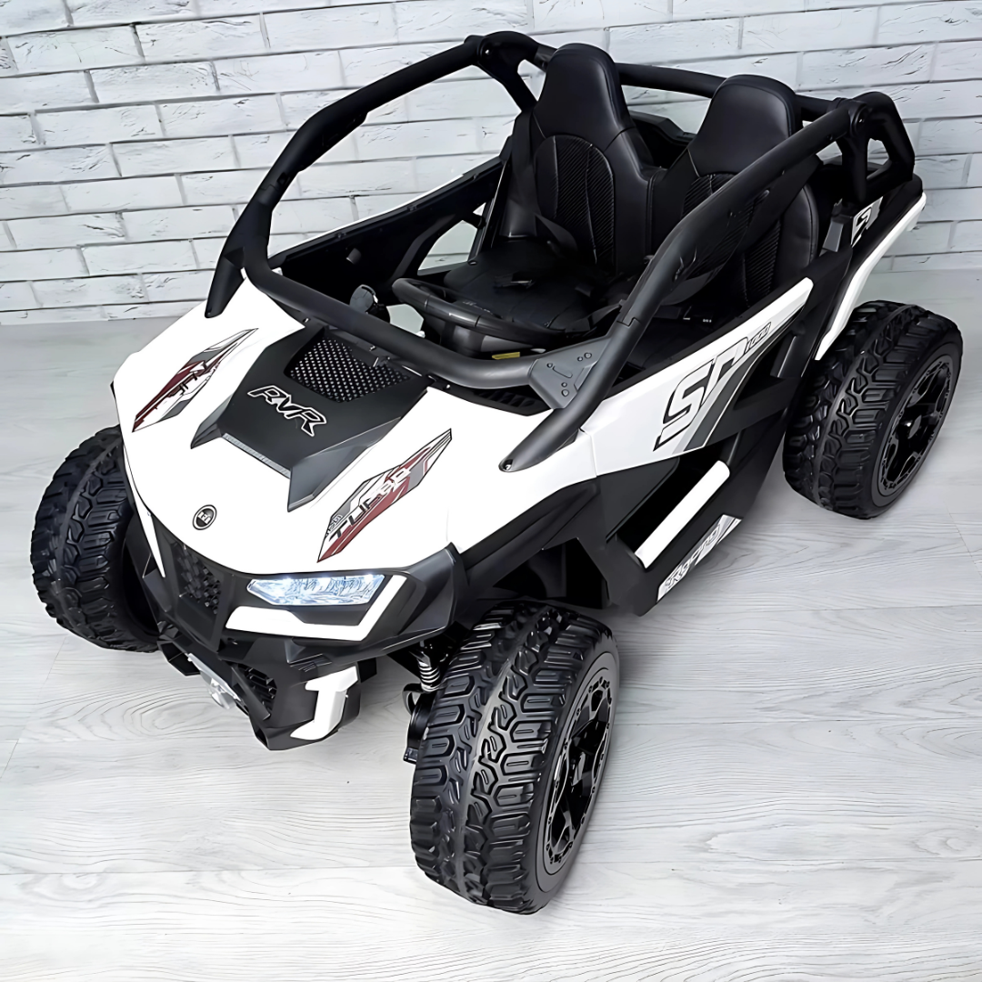 White Power MX 2-Seater 24V 4x4 Kids' Ride-on UTV Buggy W/ EVA Rubber Wheels, Music & RC