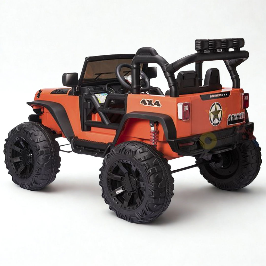 Orange 24V EVA Big Wheels Edition Kids’ Ride-On Truck W/ Rubber Wheels, Music & RC