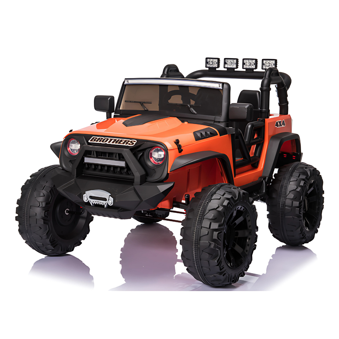 Orange 24V EVA Big Wheels Edition Kids’ Ride-On Truck W/ Rubber Wheels, Music & RC